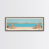 El Dorado Lake Kansas Framed Canvas Print, Panoramic Wall Art, Midcentury Modern, Pop Art, Living Room Art, Travel Poster, Vintage Lake Art