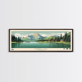 Emerald Lake Colorado Framed Canvas Print, Panoramic Art, Midcentury Modern, Pop Art, Living Room Wall Art, Travel Poster, Lake Art