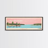 Eufaula Lake Oklahoma Framed Canvas Print, Panoramic Art, Midcentury Modern, Pop Art, Living Room Wall Art, Travel Poster, Nature Art