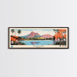 Halulu Lake Hawaii Framed Canvas Print, Panoramic Art, Midcentury Modern, Pop Art, Bedroom Decor, Travel Poster, Artistic Decor, Home Decor
