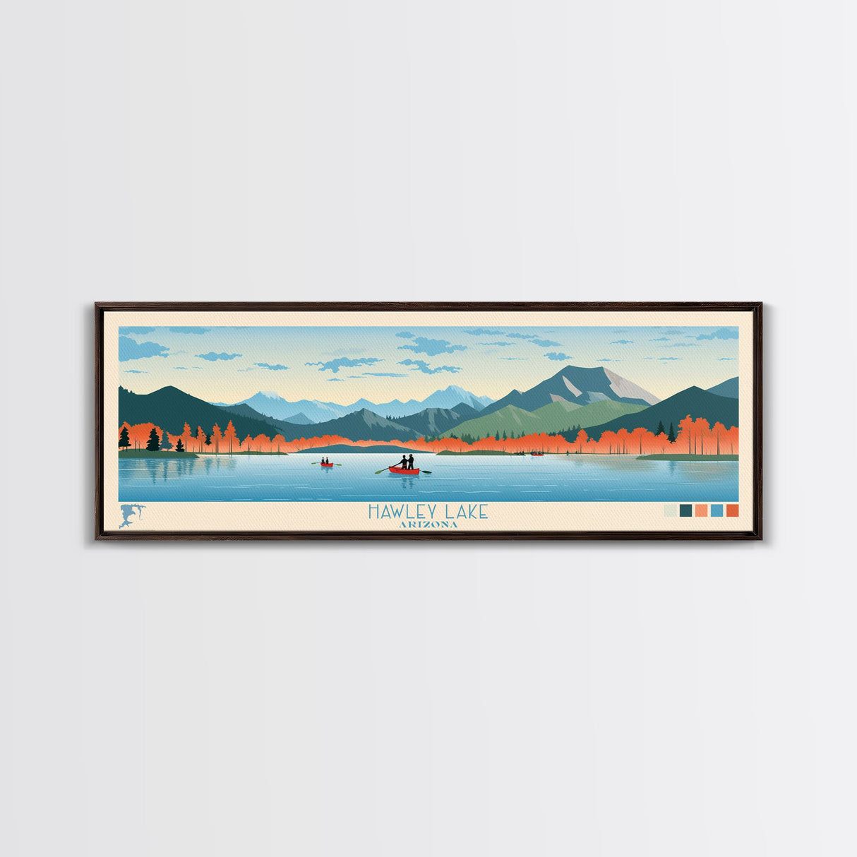 Hawley Lake Arizona Framed Canvas Print, Panoramic Art, Midcentury Modern, Pop Art, Bedroom Decor, Travel Poster, Artistic Decor, Home Decor
