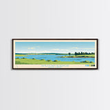 Jamestown Reservoir North Dakota Framed Canvas Print, Panoramic Art, Midcentury Modern, Pop Art, Living Room Decor, Travel Poster, Artistic Home Decor