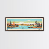 Kasba Lake Nunavut Framed Canvas Print, Panoramic Wall Art, Midcentury Modern, Pop Art, Bedroom Decor, Travel Poster, Home Decor
