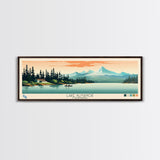 Lake Almanor California Framed Canvas Print, Panoramic Art, Midcentury Modern, Pop Art, Living Room Wall Art, Travel Poster, Lake House Decor