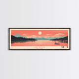 Lake George New York Framed Canvas Print, Panoramic Art, Midcentury Modern, Pop Art, Living Room Wall Art, Travel Poster, Lake House Decor