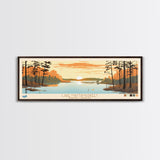 Lake Mattamuskeet North Carolina Framed Canvas Print, Panoramic Wall Art, Midcentury Modern, Pop Art, Bedroom Art, Travel Poster, Lake House Decor