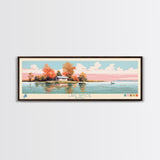Lake Simcoe Quebec Framed Canvas Print, Panoramic Wall Art, Midcentury Modern, Pop Art, Bedroom Art, Travel Poster, Lake House Decor