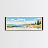 Lake Superior MinnesotaWisconsinMichigan Framed Canvas Print, Panoramic Wall Art, Midcentury Modern, Pop Art, Living Room Decor, Travel Poster, Lake House Art