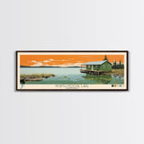 North Moose Lake, Manitoba Framed Canvas Print, Panoramic Wall Art, Midcentury Modern, Pop Art, Home Decor, Travel Poster, Bedroom Art