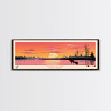 Pasfield Lake, Saskatchewan Framed Canvas Print, Panoramic Wall Art, Midcentury Modern, Pop Art, Home Decor, Travel Poster, Living Room Art