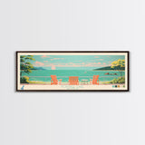 Portage Lake, Michigan Framed Canvas Print, Bedroom Art, Midcentury Modern, Pop Art, Panoramic Wall Art, Travel Poster