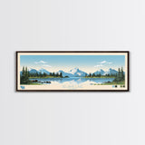Selawik Lake, Alaska Framed Canvas Print, Panoramic Wall Art, Midcentury Modern Decor, Pop Art, Travel Poster, Home Decoration