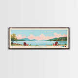 Sleepy Creek Lake, West Virginia Framed Canvas Print, Lake House Decor, Midcentury Modern Art, Pop Art, Travel Poster, Bedroom Wall Art