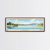Spofford Lake, New Hampshire Framed Canvas Print, Lake House Art, Midcentury Modern Decor, Pop Art, Travel Poster, Living Room Wall Art