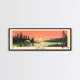 Tobin Lake, Saskatchewan Framed Canvas Print, Lake House Art, Midcentury Modern Decor, Pop Art, Travel Poster, Bedroom Wall Art