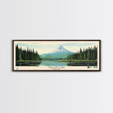 Trillium Lake, Oregon Framed Canvas Print, Lake House Art, Midcentury Modern Decor, Pop Art, Travel Poster, Bedroom Wall Art