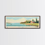 Turkey Creek Lake, Ohio Framed Canvas Print, Lake House Decor, Midcentury Modern Art, Pop Art, Travel Poster, Living Room Wall Art