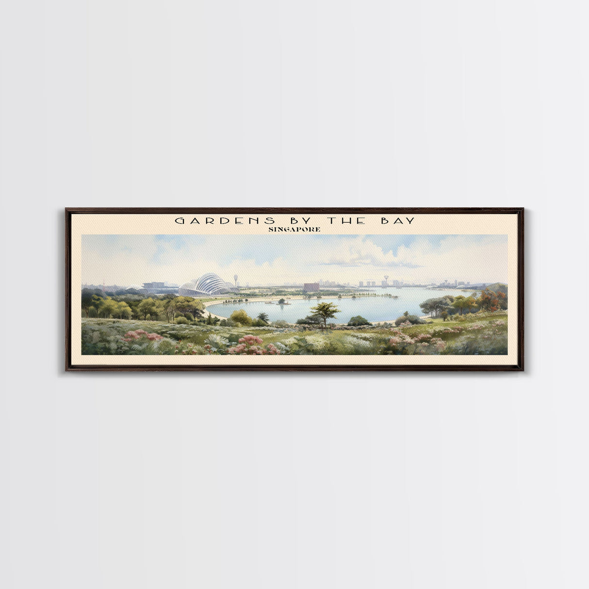 Gardens by the Bay COUNTRY | Framed Travel Poster Canvas Print | Trendy Wall Art | Watercolor Painting | Living Room Art | Unique Art