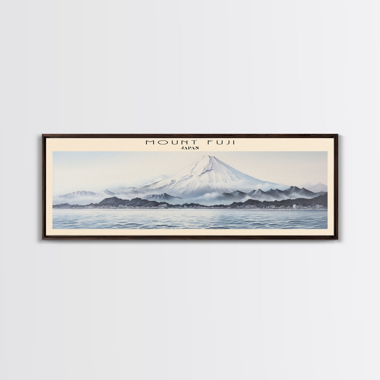 Mount Fuji Travel Art Framed Canvas Print, COUNTRY Wall Decor, Home Decor, Travel Poster, Vintage Wall Art, Watercolor Painting