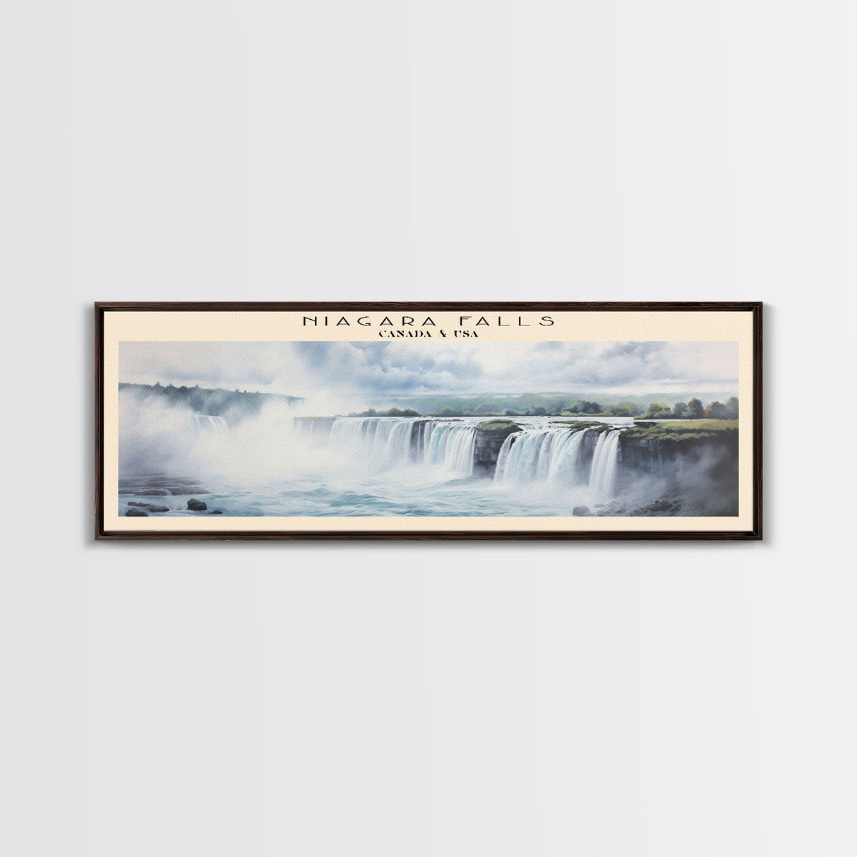 Niagara Falls Retro Style Travel Poster - Framed Canvas Print - COUNTRY Travel Decor | Vintage Style Home Decor - Travel Print - Wall Art