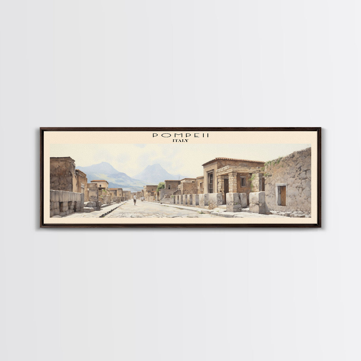 Pompeii Travel Art Framed Canvas Print, COUNTRY Wall Decor, Home Decor, Travel Poster, Vintage Wall Art, Watercolor Painting