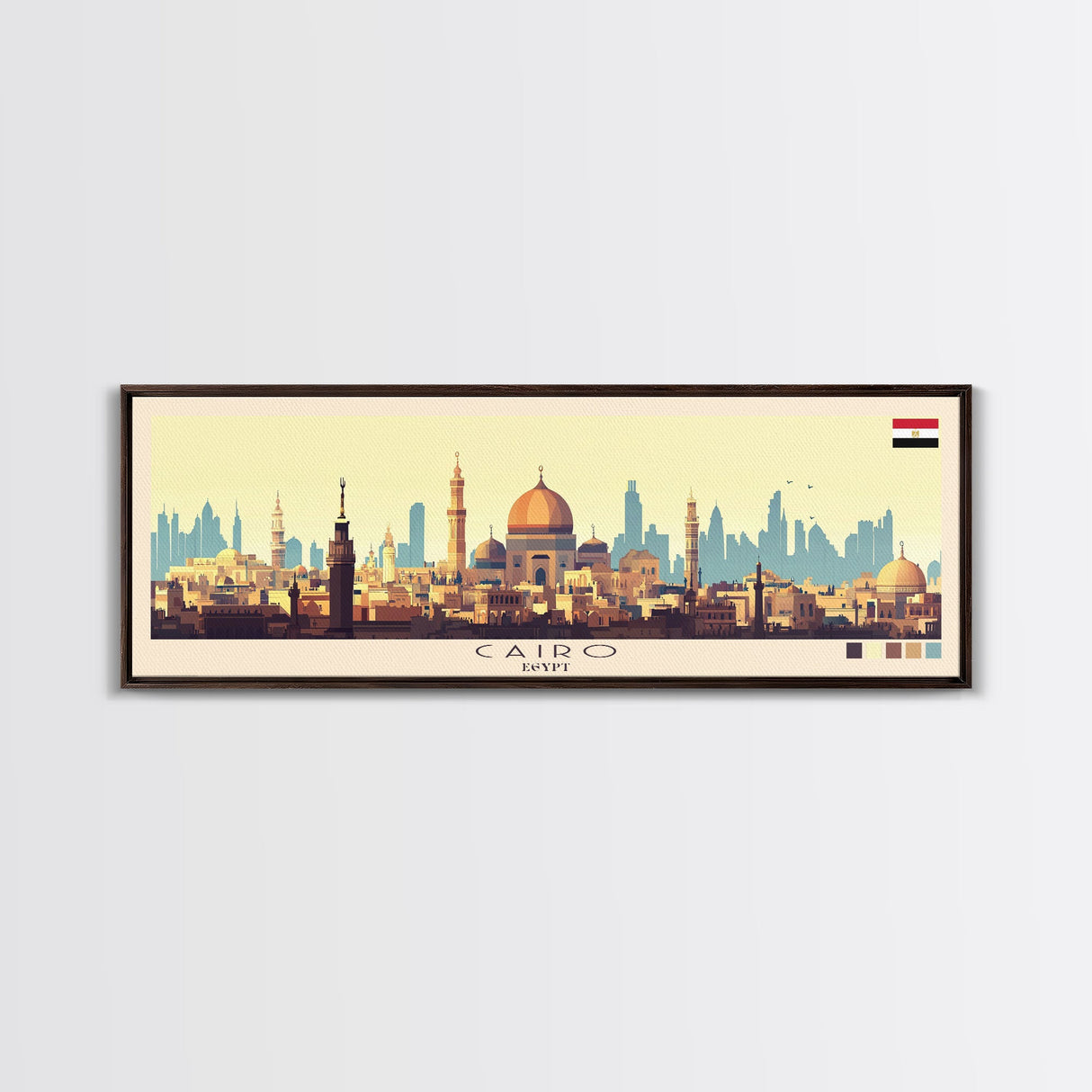 Cairo, Egypt Panoramic Travel Poster Canvas Print, Cairo, Egypt Painting, Egypt Art, Cairo Panoramic Travel Art, Travel Painting