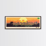 Campo Grande, Brazil Panoramic Travel Poster Canvas Print, Campo Grande, Brazil Painting, Brazil Art, Campo Grande Panoramic Travel Art, Travel Painting