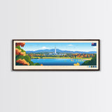Canberra, Australia Panoramic Travel Poster Canvas Print, Canberra, Australia Painting, Australia Art, Canberra Travel Art, Guest Room Painting