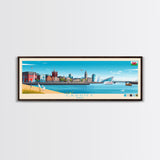 Cardiff, Wales Travel Poster Panoramic Canvas Print, Cardiff, Wales Painting, Wales Art, Cardiff Travel Art, Guest Room Painting