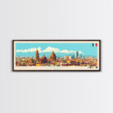Centro, Mexico Panoramic Travel Poster Canvas Print, Centro, Mexico Painting, Mexico Art, Centro Travel Art, Guest Room Painting