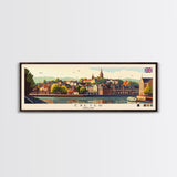 Panoramic Travel Poster Exeter, England Canvas Print, Exeter, England Painting, England Art, Exeter Travel Art, Guest Room Painting