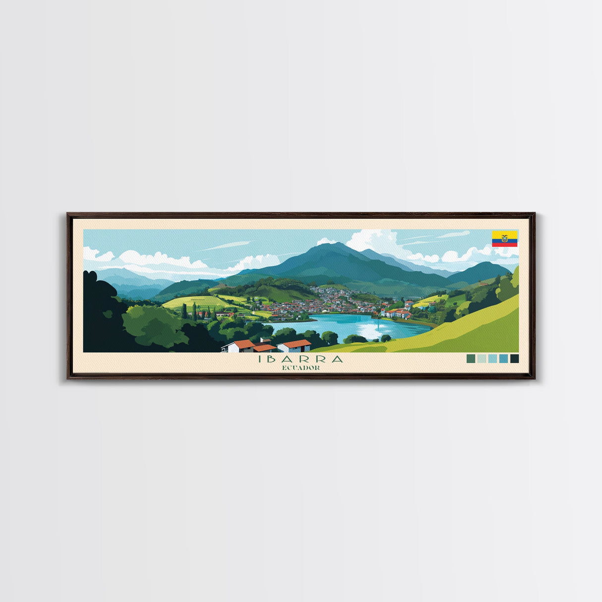 Ibarra, Ecuador Panoramic Travel Poster Canvas Print, Ibarra, Ecuador Painting, Ecuador Art, Ibarra Panoramic Travel Art, Travel Painting