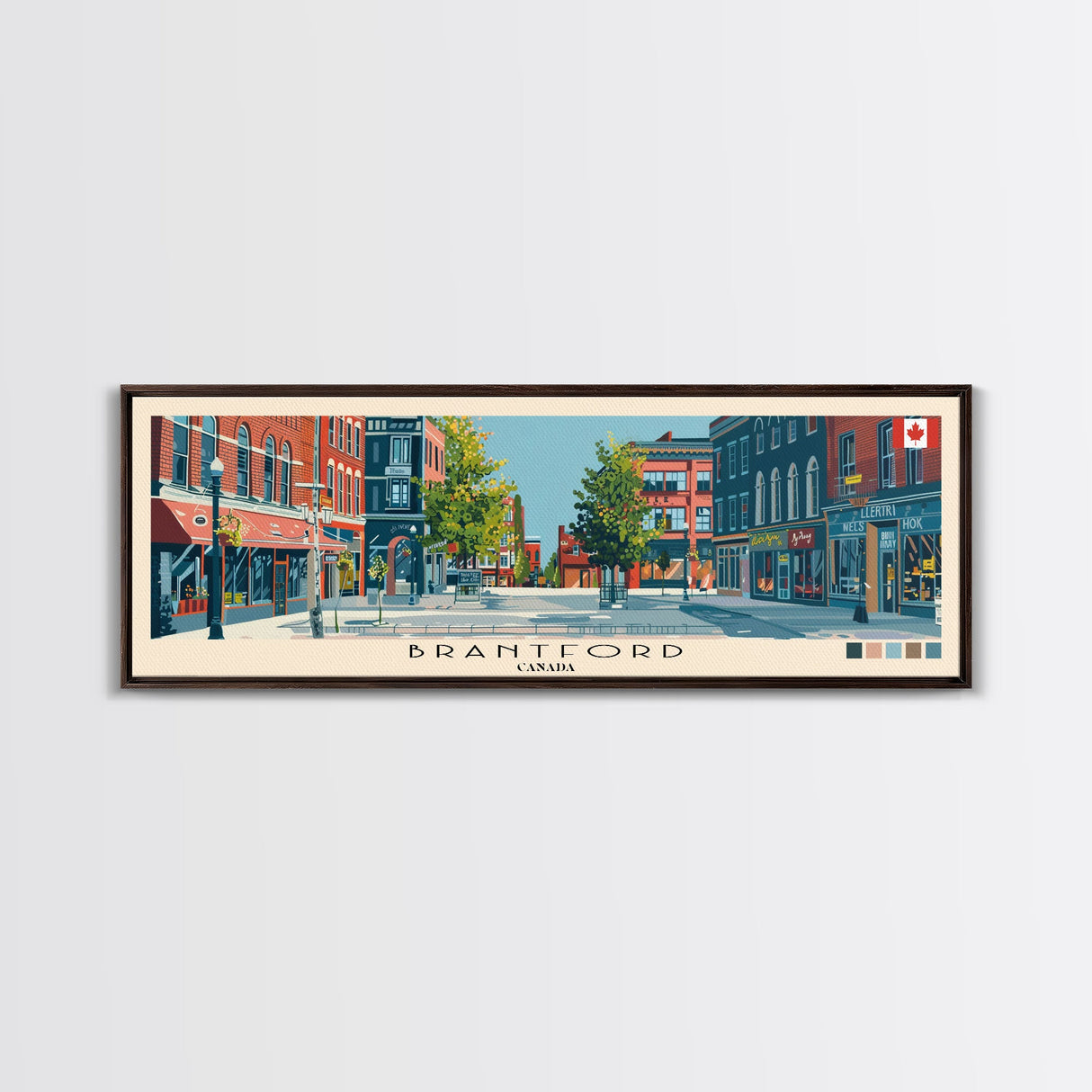 Brantford, Canada Panoramic Canvas Print, Brantford, Canada Painting, Canada Art, Brantford Travel Poster, Travel Art, Living Room Painting