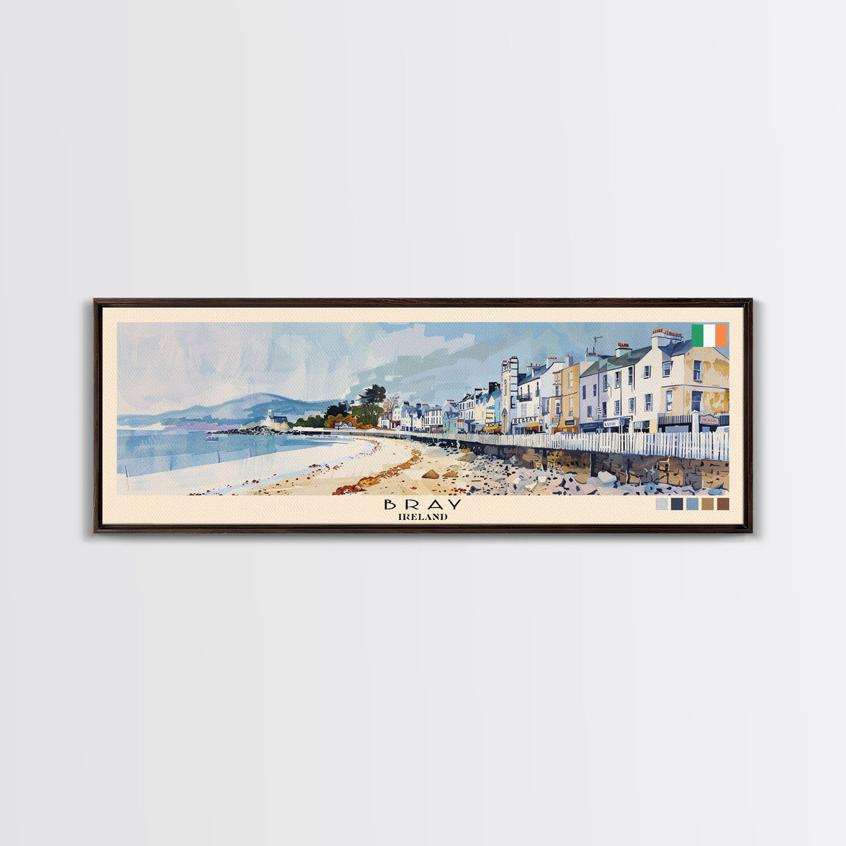 Bray, Ireland Panoramic Canvas Print, Bray, Ireland Painting, Ireland Art, Bray Travel Poster, Travel Art, Guest Room Painting