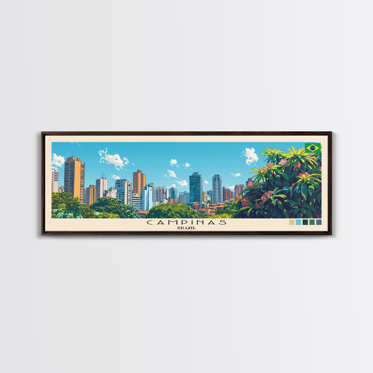 Campinas, Brazil Panoramic Canvas Print, Campinas, Brazil Painting, Brazil Art, Campinas Travel Poster, Travel Art, Housewarming Gift