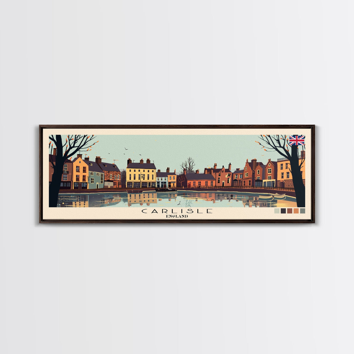 Carlisle, England Panoramic Canvas Print, Carlisle, England Painting, England Art, Carlisle Travel Poster, Travel Art, Vacation Gift