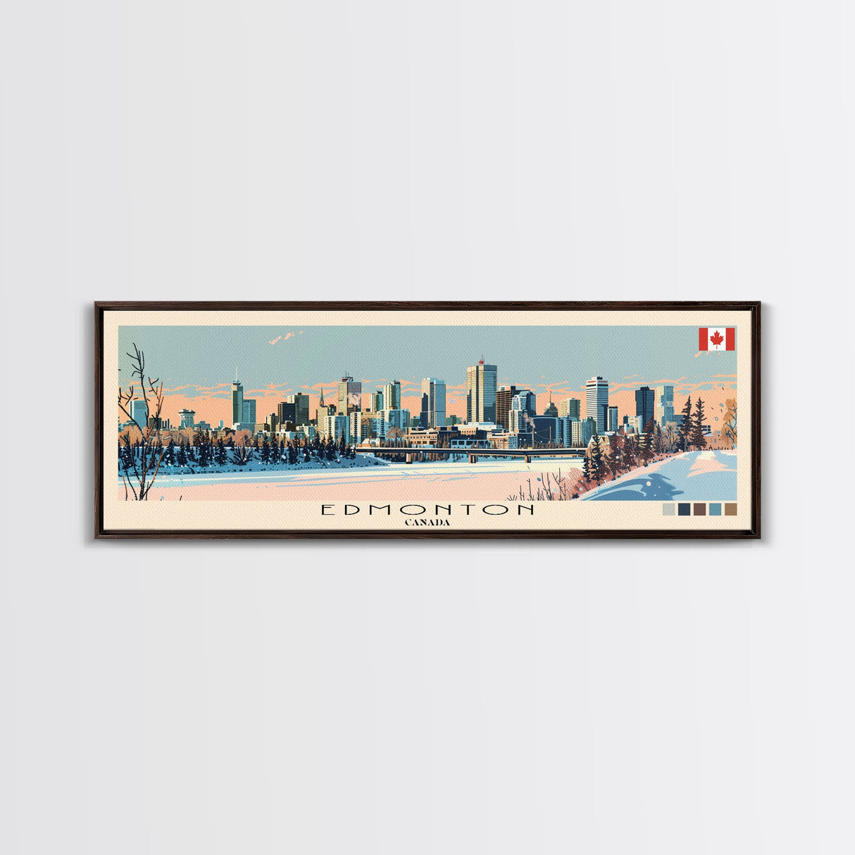 Edmonton, Canada Panoramic Canvas Print, Edmonton, Canada Painting, Canada Art, Edmonton Travel Poster, Travel Art, Living Room Painting