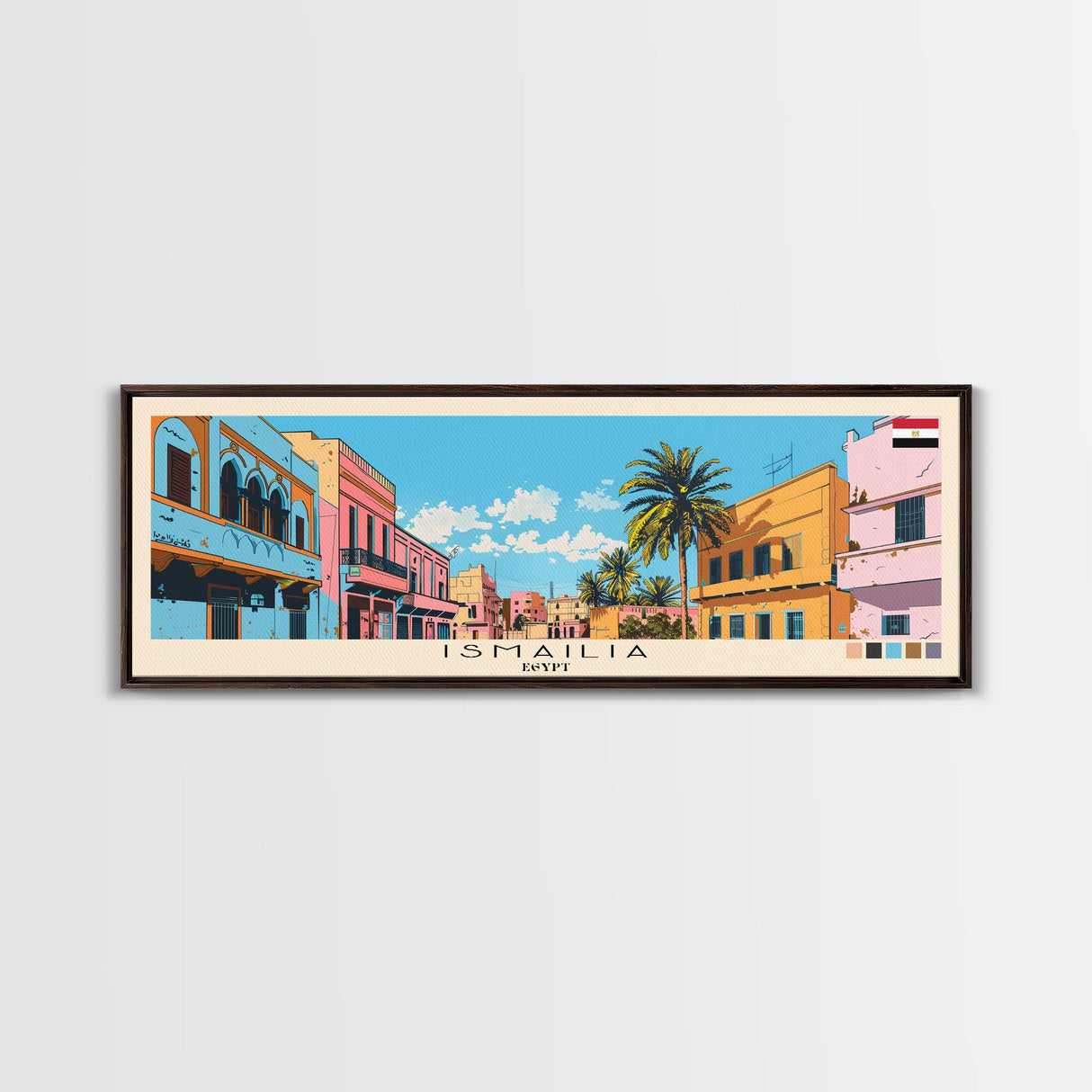 Ismailia, Egypt Panoramic Canvas Print, Ismailia, Egypt Painting, Egypt Art, Ismailia Travel Poster, Travel Art, Guest Room Painting
