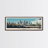 Melbourne, Australia Panoramic Canvas Print, Melbourne, Australia Painting, Australia Art, Melbourne Travel Poster, Travel Art, Guest Room Painting