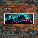 Luminescent trail in the forest, fantasy art, RPG concept art, canvas print, tiny worlds, glowing mushrooms out of focus, miniature worlds