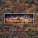 The Carnival, Colorful Circus Art, Ferris Wheel Painting, Framed Canvas Print Watercolor Painting Framed Wall Art