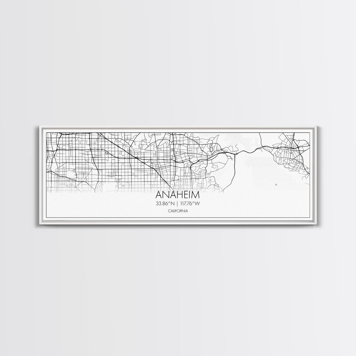 Panoramic Anaheim City Map, California Art, Map Print, Minimalist Wall Art, Canvas Art, Housewarming Gift, Street Map Art, Closing Gift