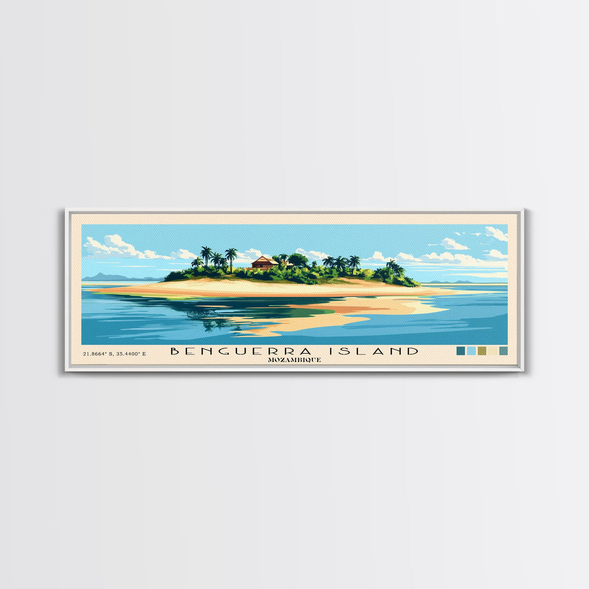 Benguerra Island, Mozambique Panoramic Print, Vacation Gift, Mozambique Wall Art, Beach Painting, Beach Decor, Large Wall Art, Wood Frame Art
