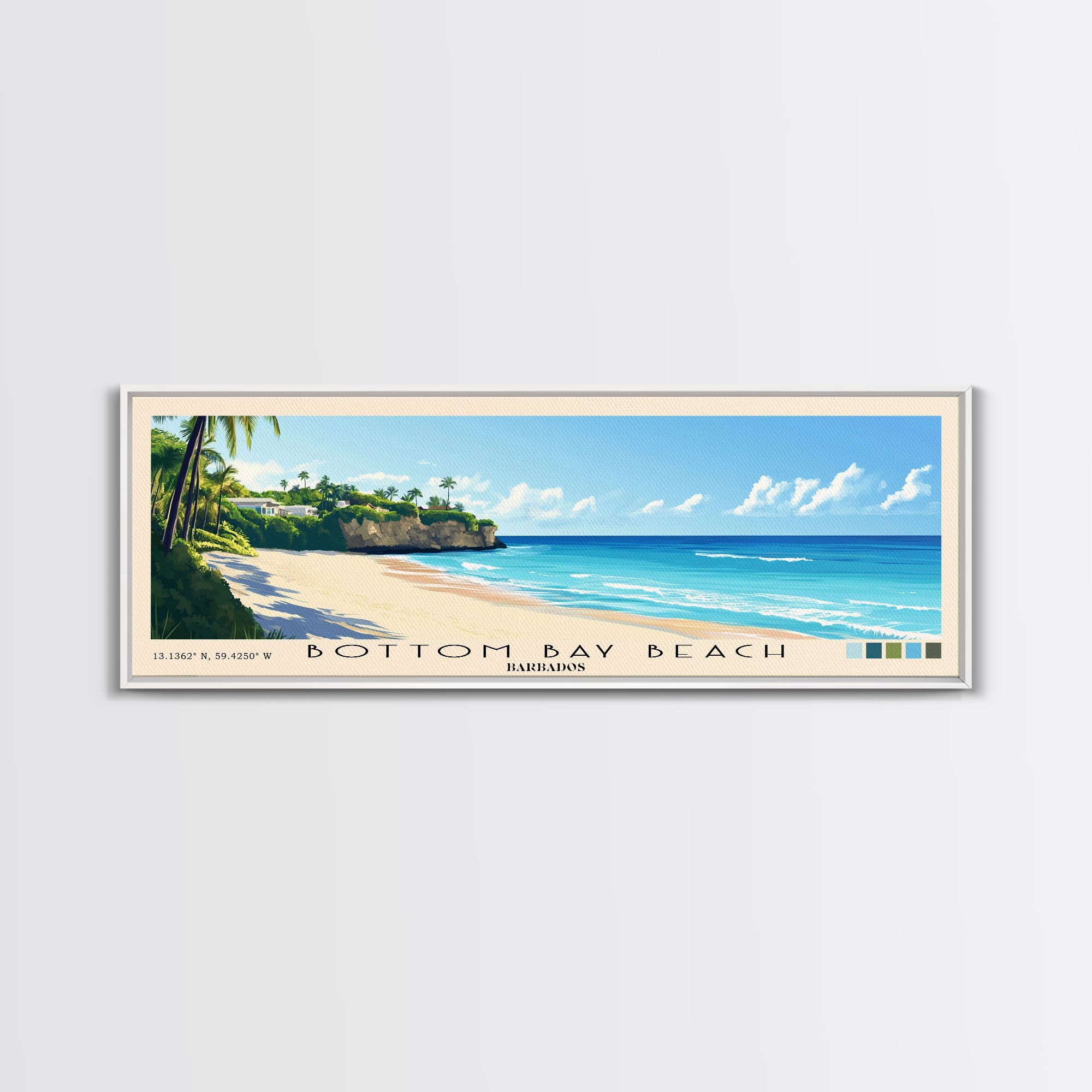 Bottom Bay Beach, Barbados Panoramic Beach Print, Vacation Gift