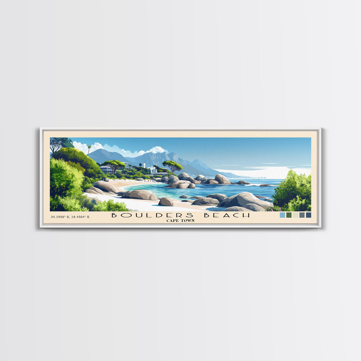 Boulders Beach, Cape Town Panoramic Print, Vacation Gift, Cape Town Wall Art, Vacation Wall Art, Vacatation Memories, Beach Decor, Beach Or Lakehouse Art