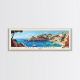 Cala Fornells, Spain Panoramic Beach Print, Vacation Gift, Spain Wall Art, Framed Canvas Print, Framed Beach Painting