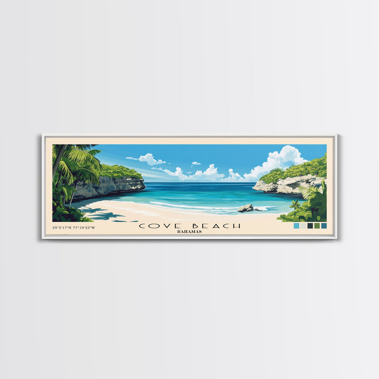 Cove Beach, Bahamas Panoramic Print, Vacation Gift, Bahamas Wall Art, Vacation Wall Art, Vacatation Memories, Beach Decor, Beach Or Lakehouse Art