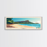 Oahu, Hawaii Panoramic Print, Vacation Gift, Hawaii Wall Art, Vacation Wall Art, Vacatation Memories, Beach Decor, Beach Or Lakehouse Art