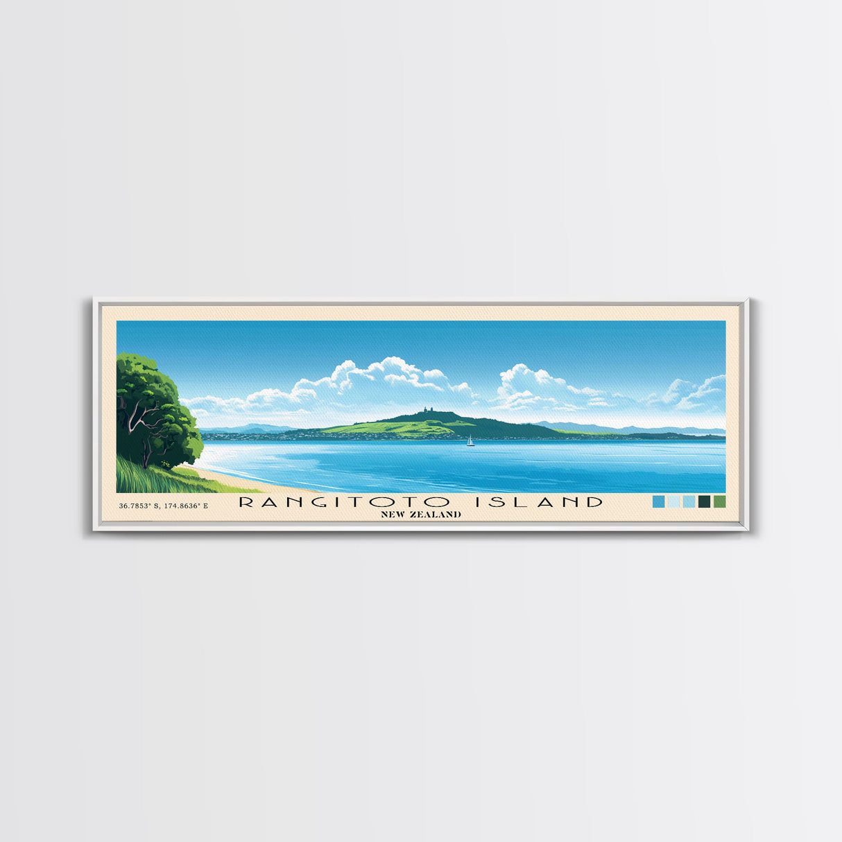 Rangitoto Island, New Zealand Panoramic Print, Vacation Gift, New Zealand Wall Art, Vacation Wall Art, Vacatation Memories, Beach Decor, Beach Or Lakehouse Art