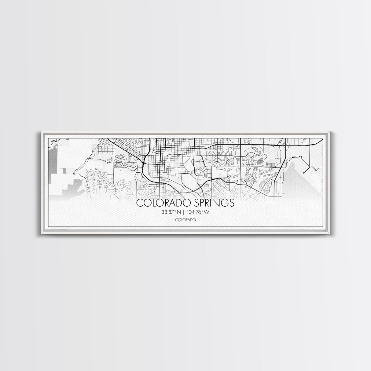 Panoramic Colorado Springs City Map, Colorado Art, Map Print, Minimalist Wall Art, Canvas Art, Housewarming Gift, Street Map, Closing Gift